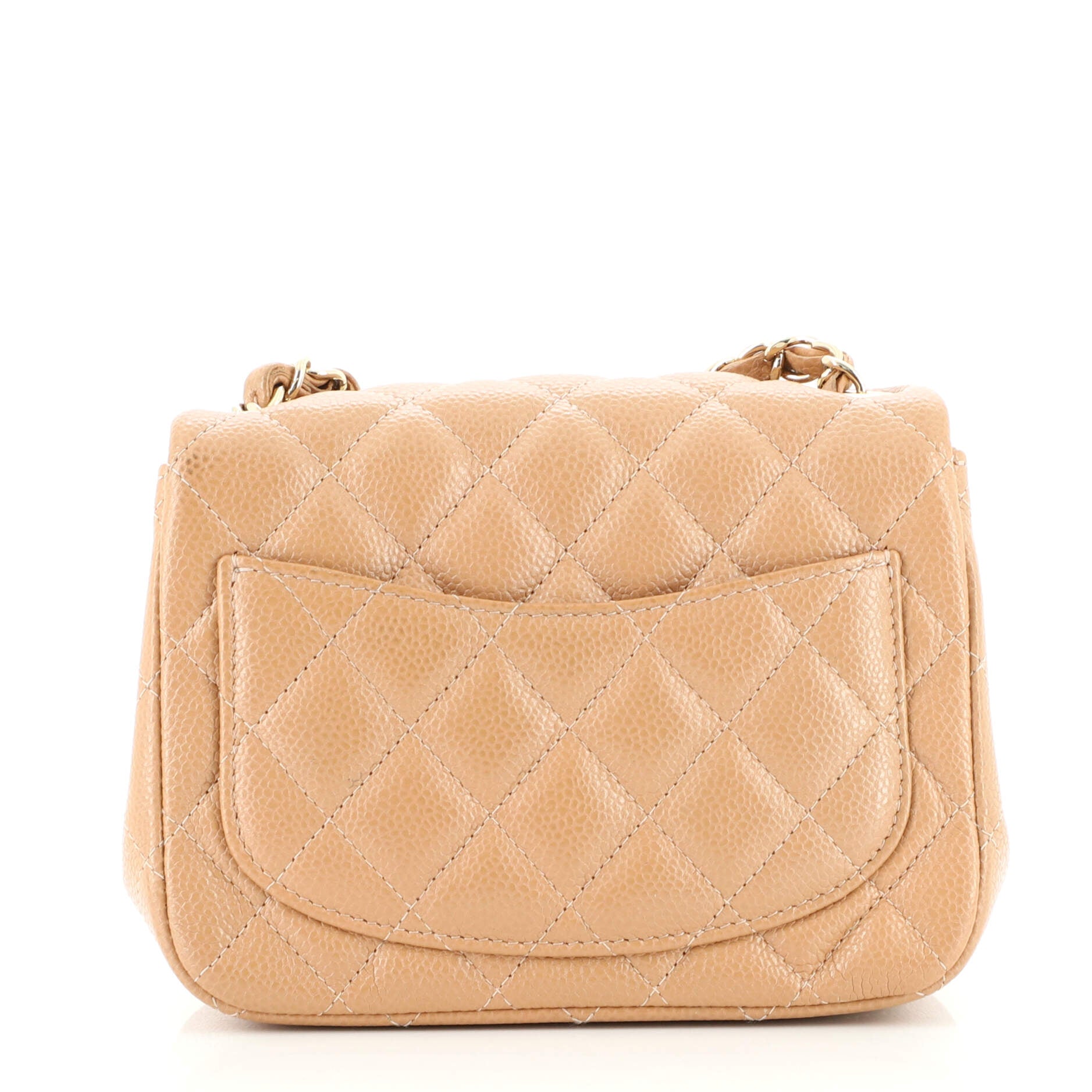 Square Classic Single Flap Bag Quilted Caviar Mini