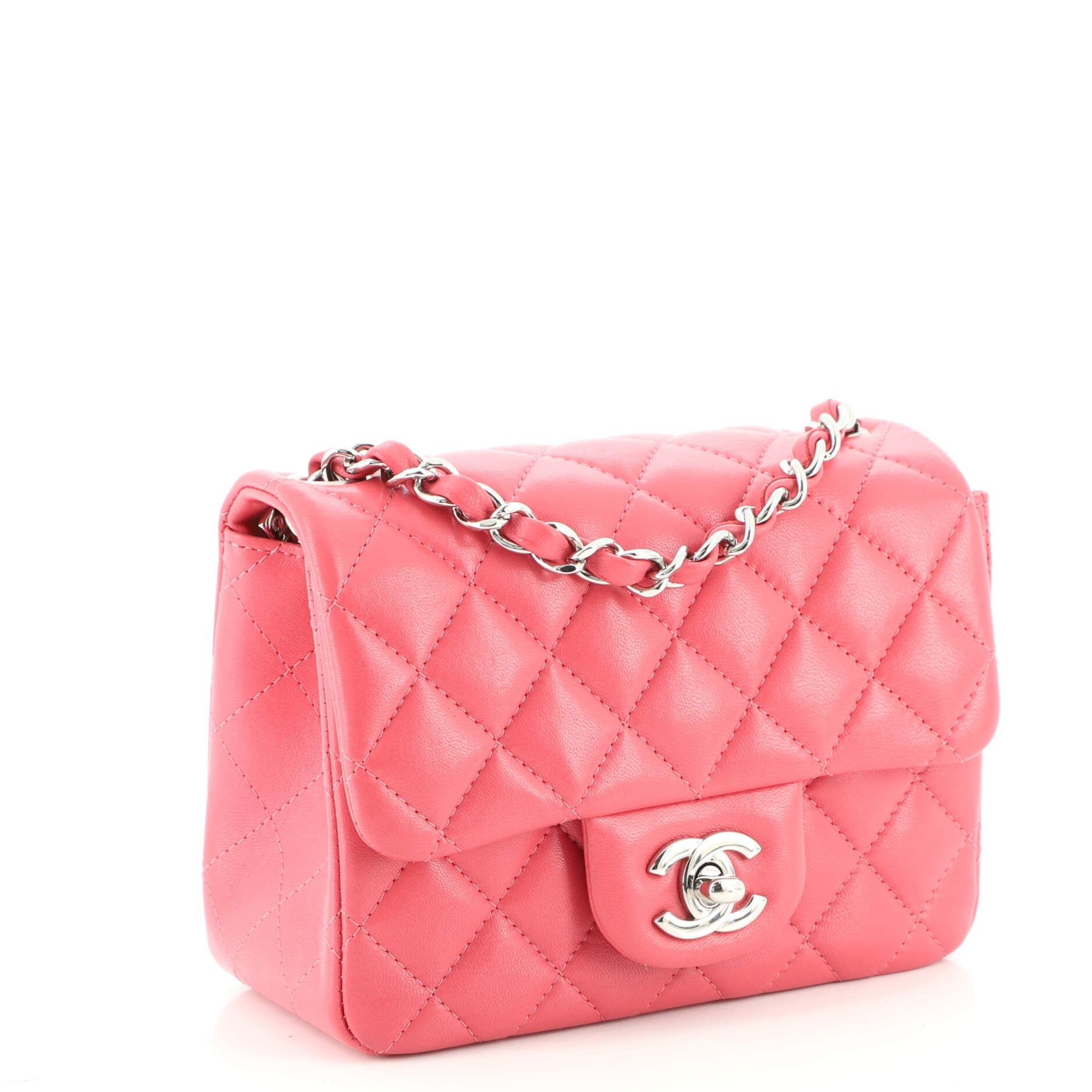 Square Classic Single Flap Bag Quilted Lambskin Mini
