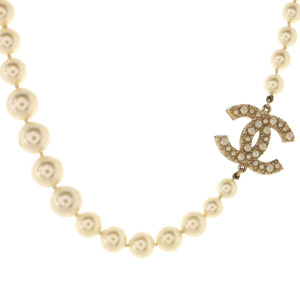 CC 100th Anniversary Short Necklace Metal with Faux Pearls and Crystals