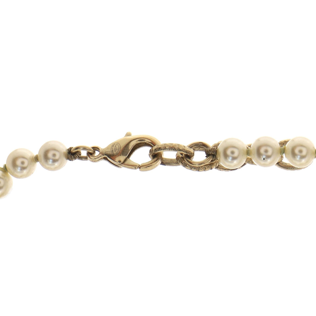 CC 100th Anniversary Short Necklace Metal with Faux Pearls and Crystals