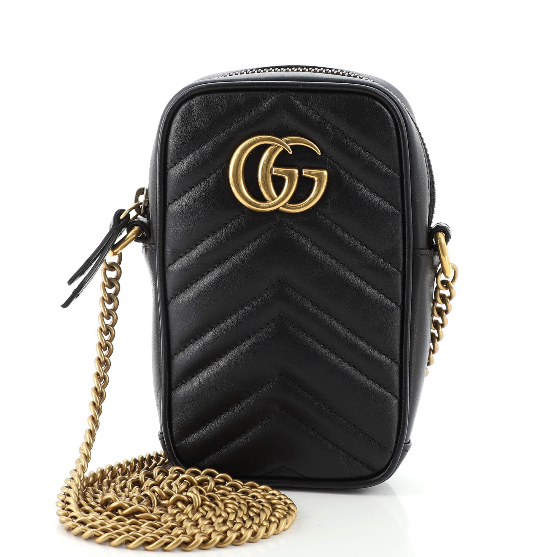 GG Marmont Vertical Phone Crossbody Bag Matelasse Leather Mini