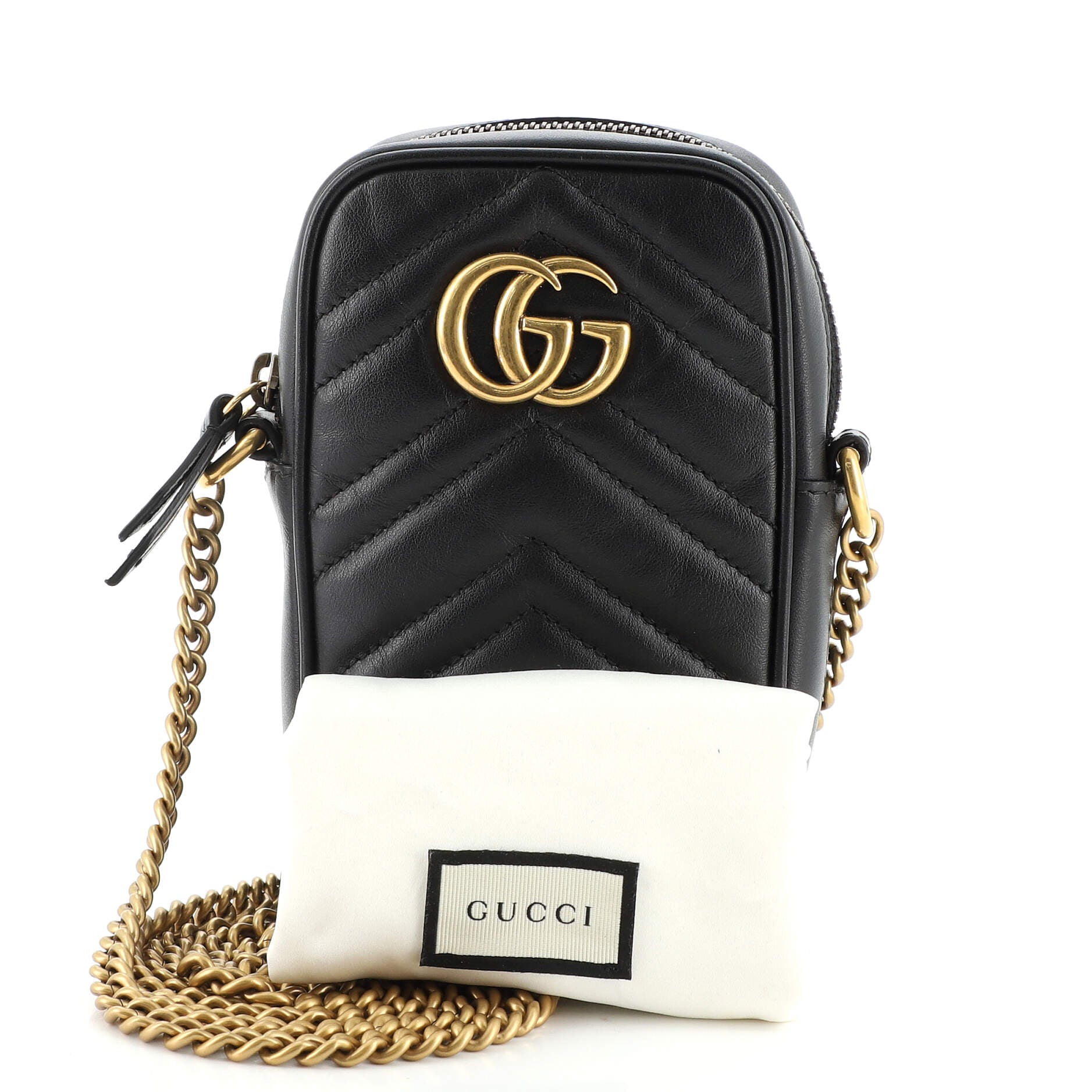 GG Marmont Vertical Phone Crossbody Bag Matelasse Leather Mini