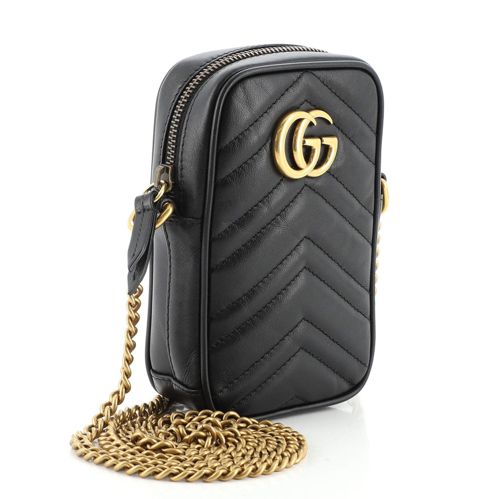 GG Marmont Vertical Phone Crossbody Bag Matelasse Leather Mini