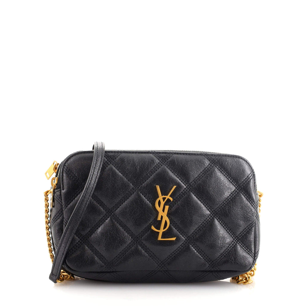 Becky Double Zip Crossbody Pouch Quilted Leather Mini
