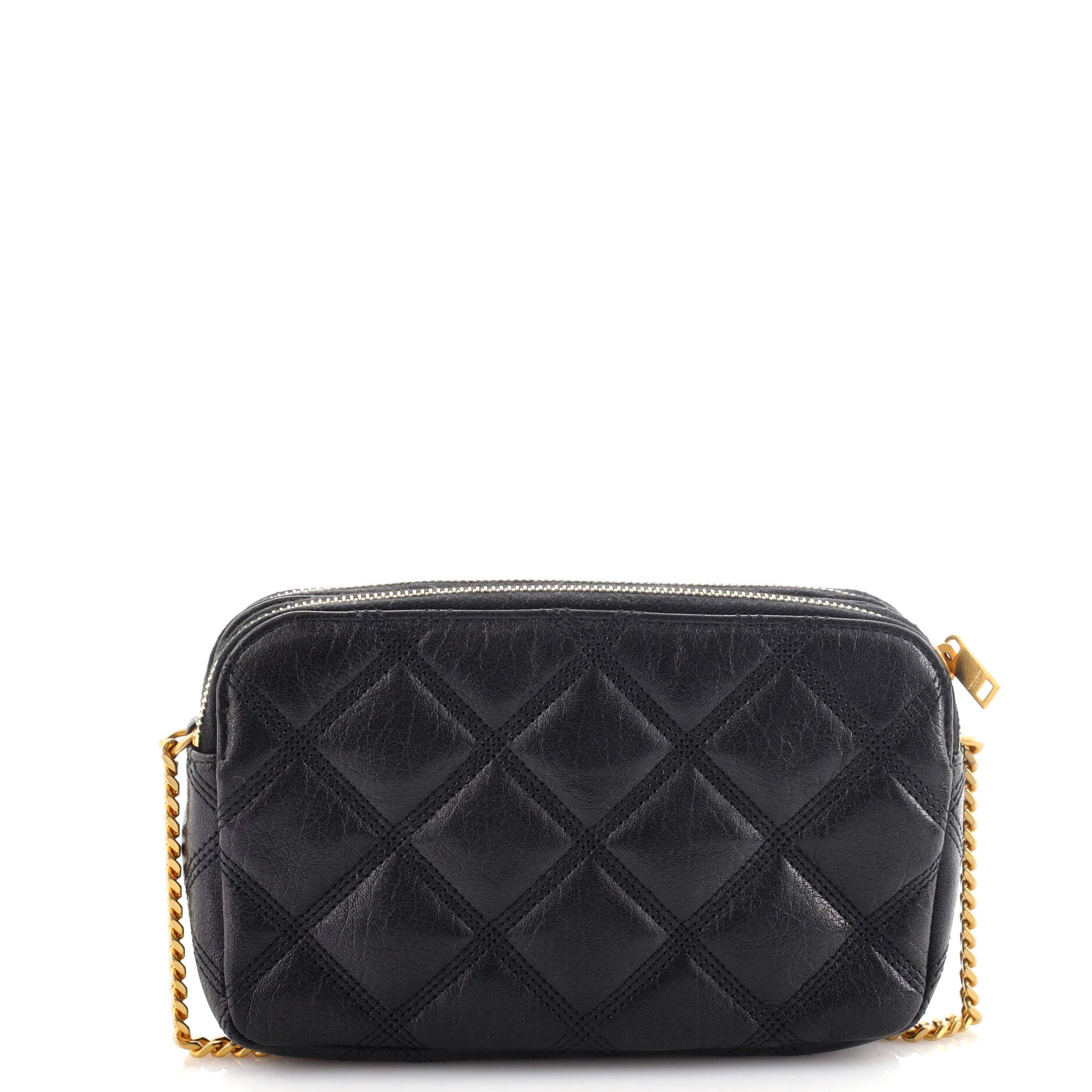 Becky Double Zip Crossbody Pouch Quilted Leather Mini
