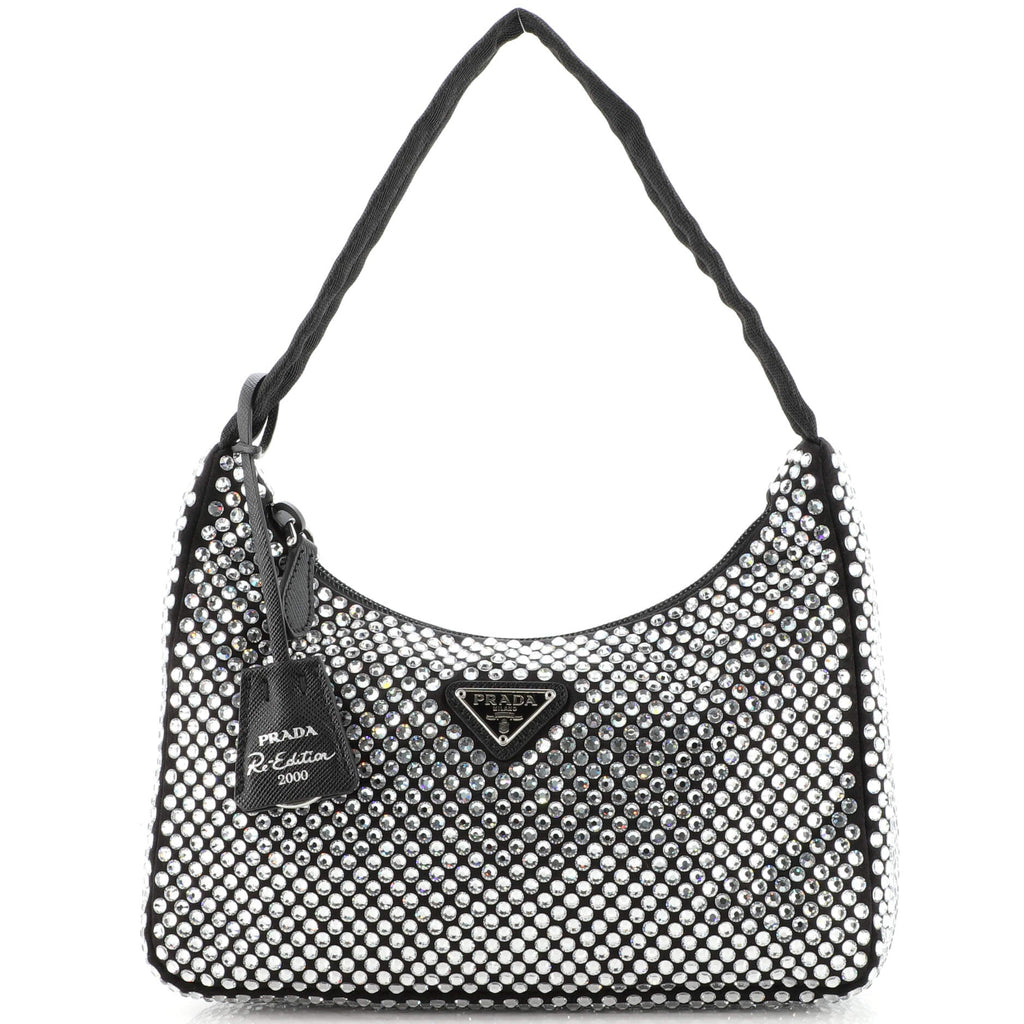 Re-Edition 2000 Hobo Crystal Embellished Satin Mini