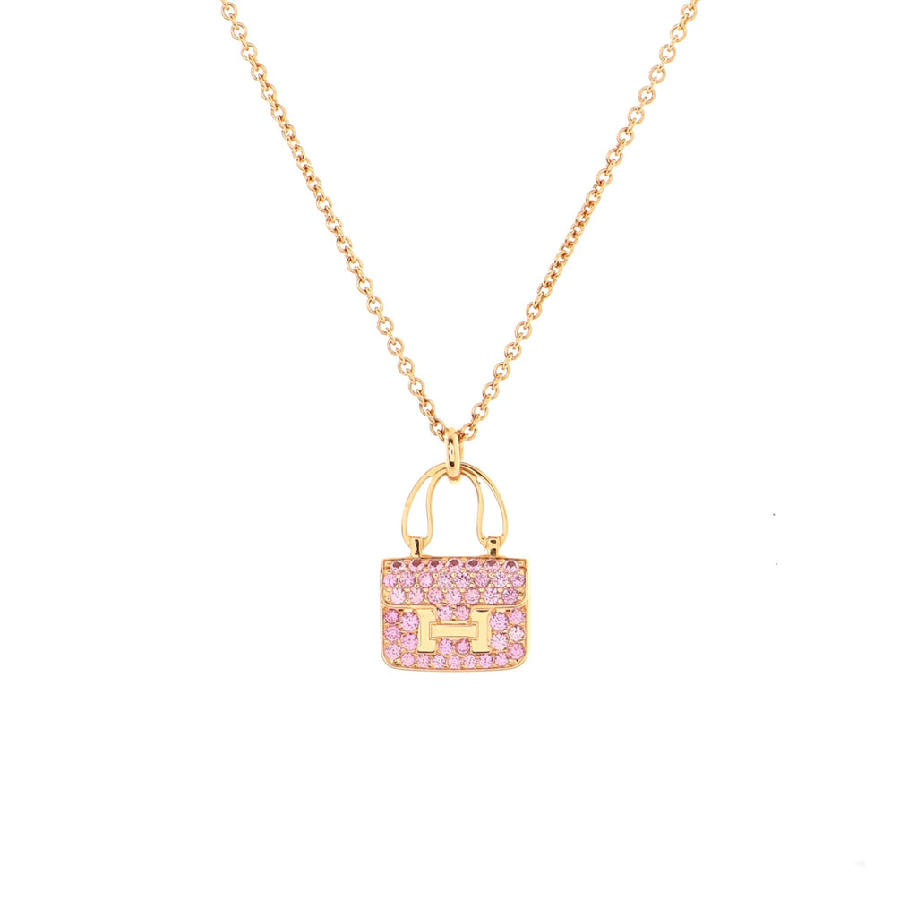Amulettes Constance Pendant NM Necklace 18K Rose Gold and Pink Sapphires