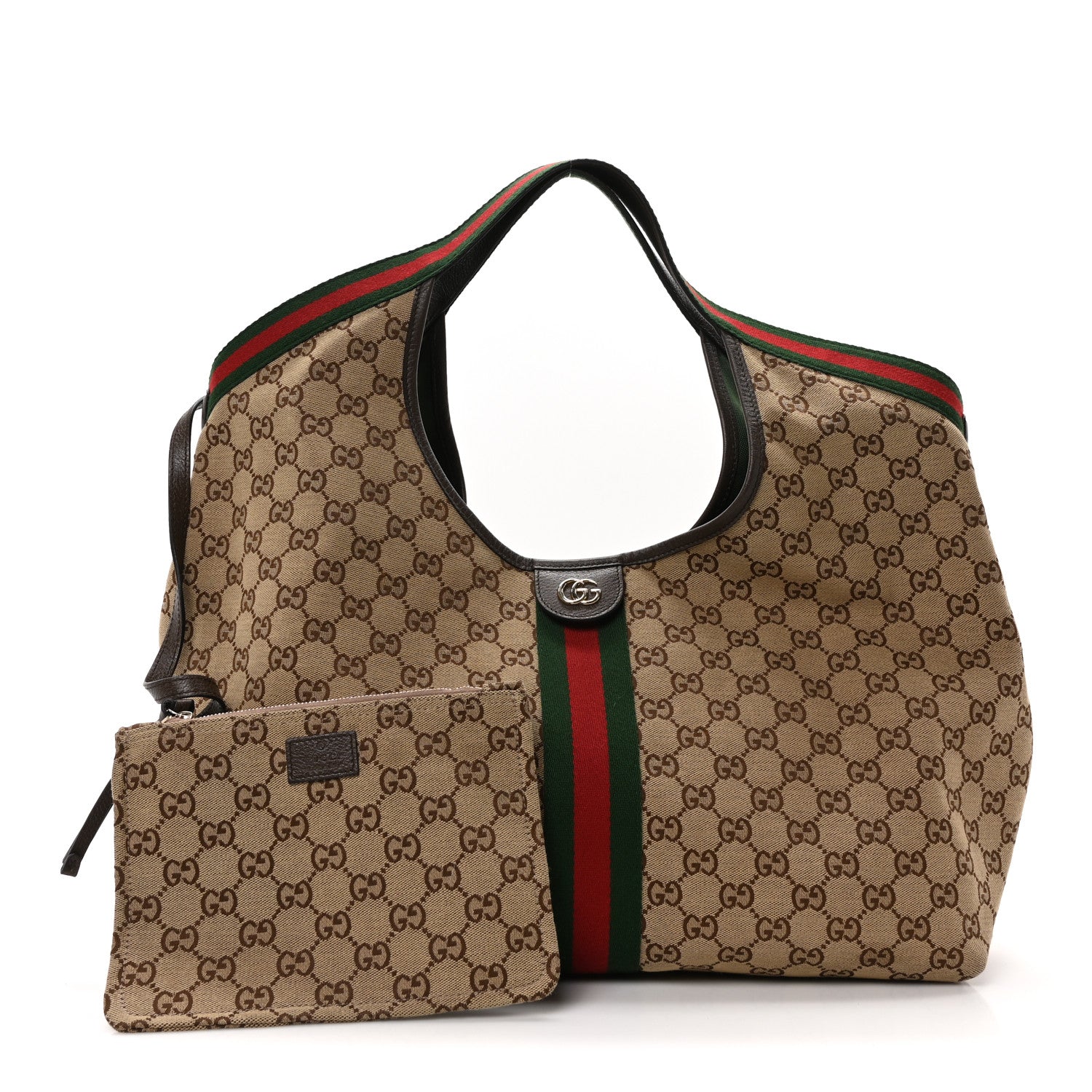 GG Supreme Monogram Web Large Giglio Tote Brown