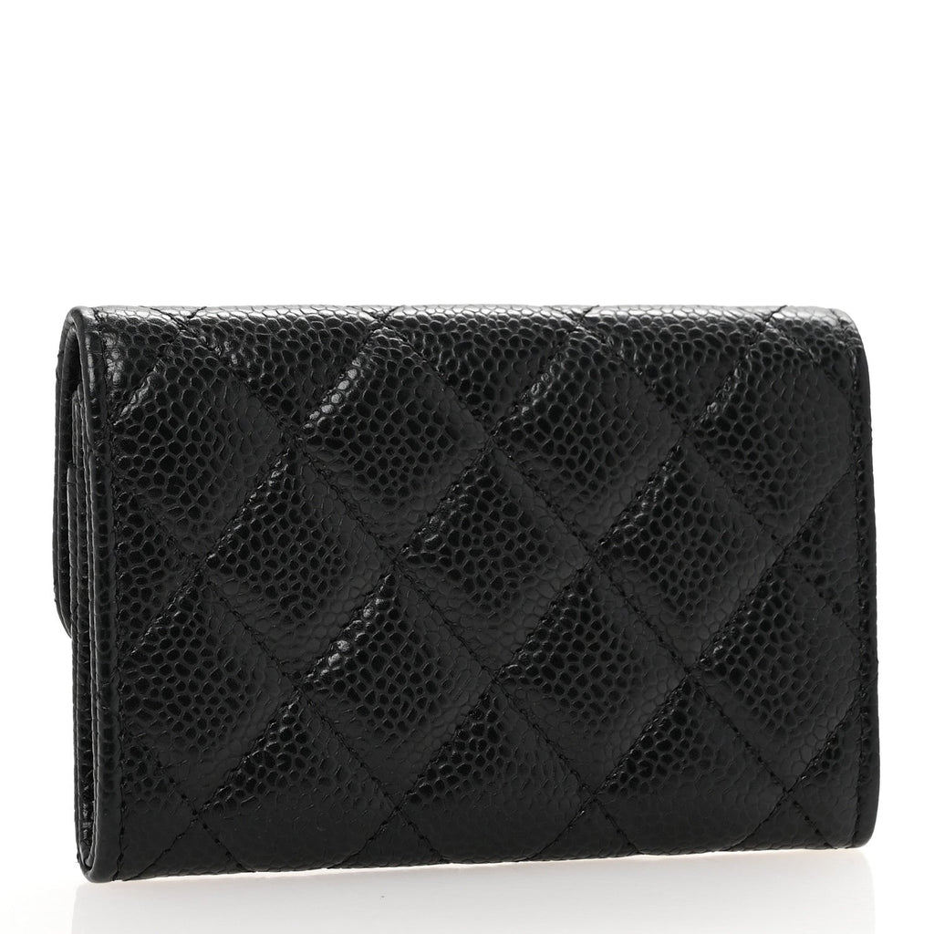 Caviar Quilted Flap  Holder Black