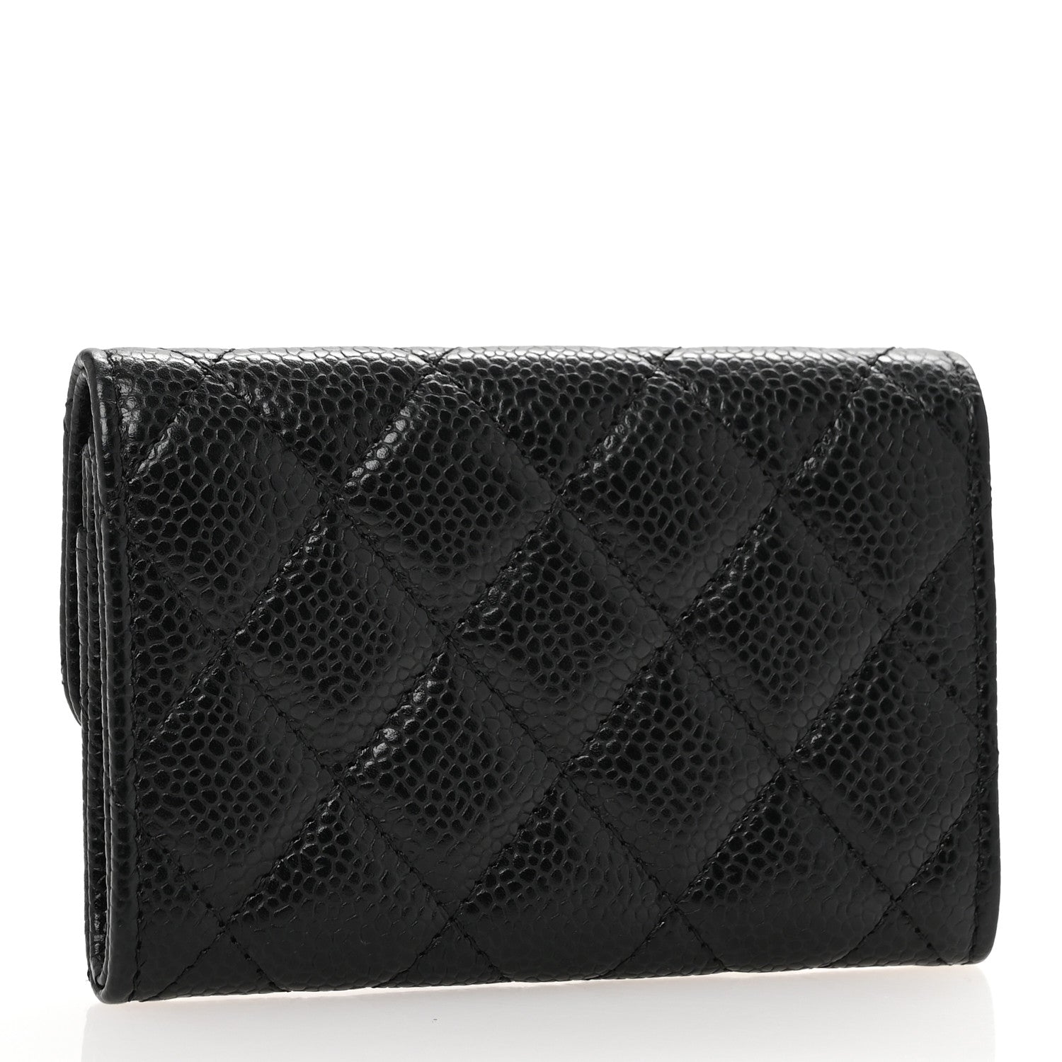 Caviar Quilted Flap  Holder Black