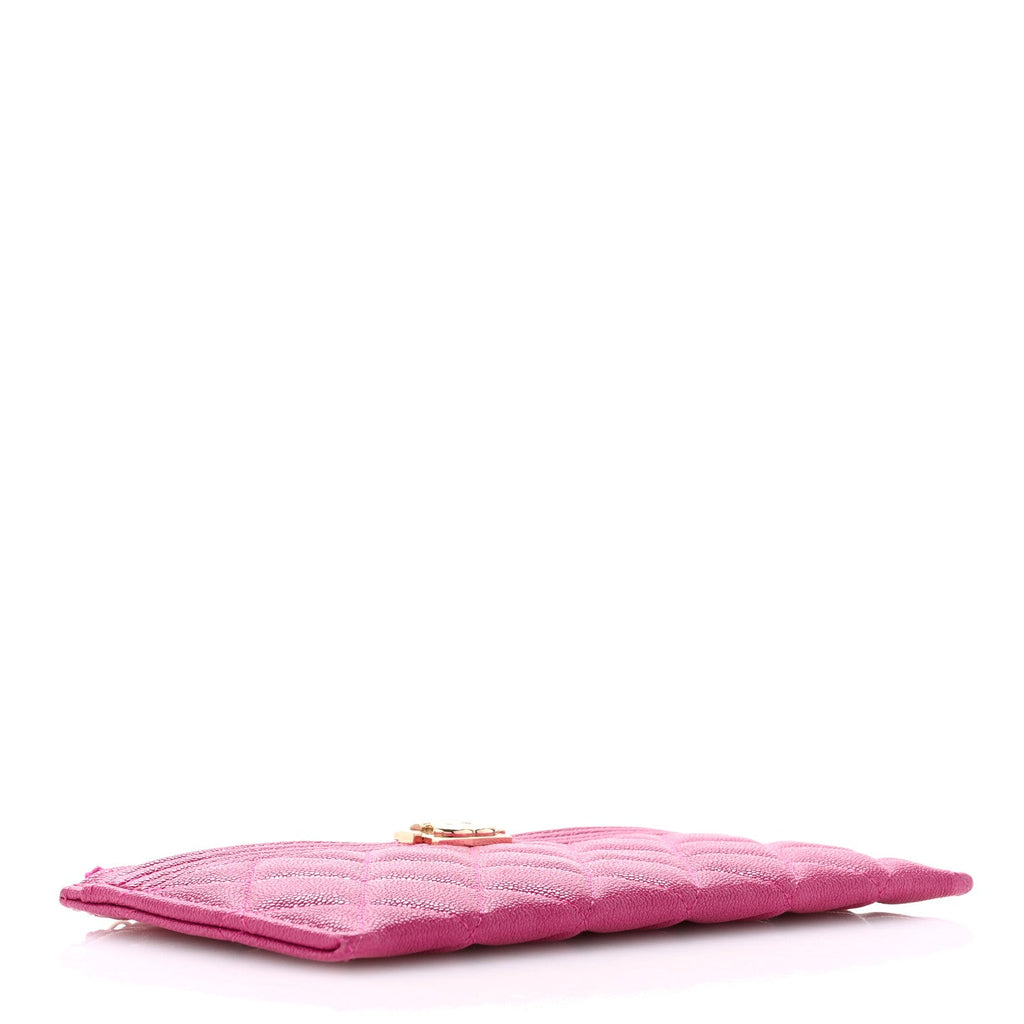 Caviar Quilted Classic Zip Boy Pouch Fuchsia