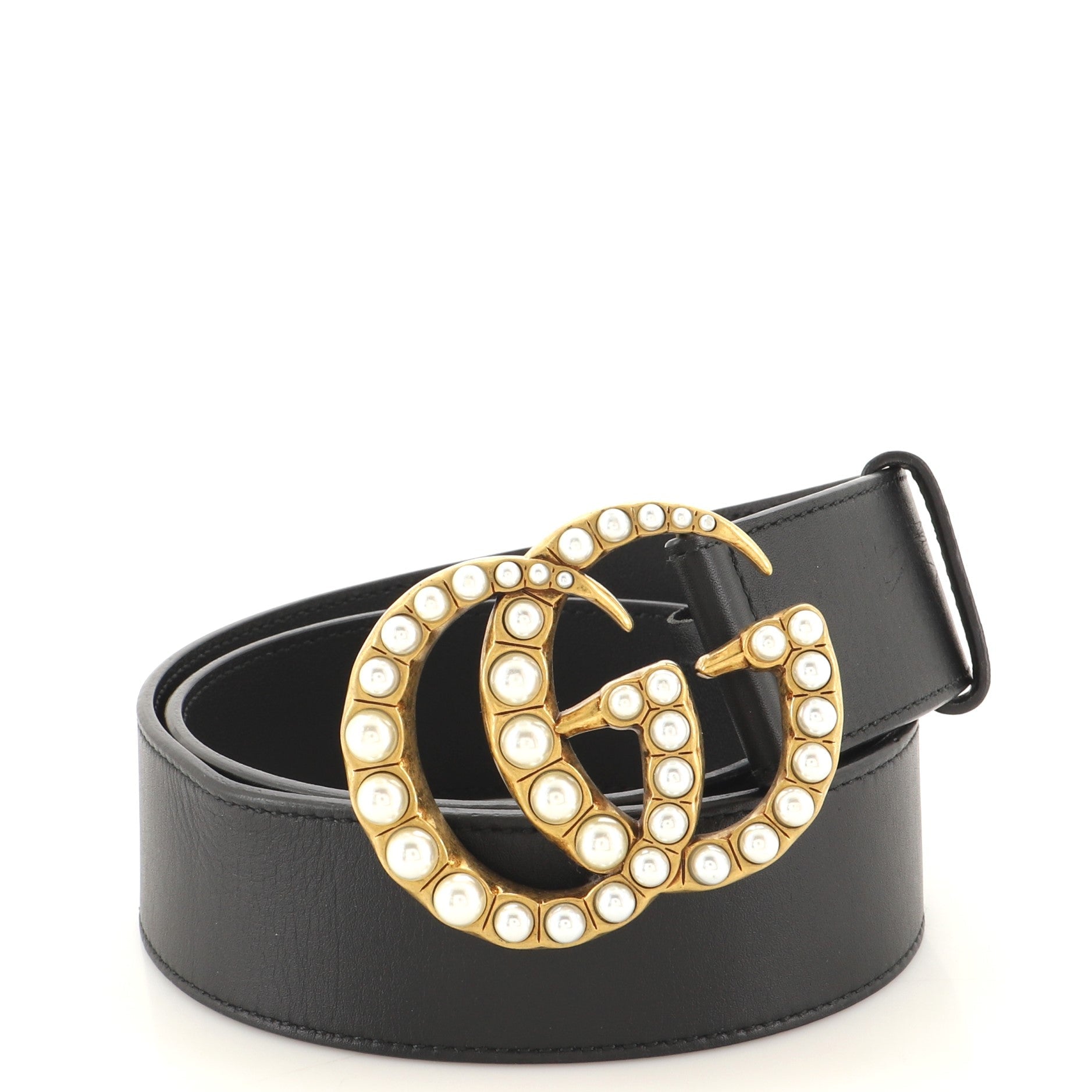 Pearly GG Marmont Belt Leather Wide 80