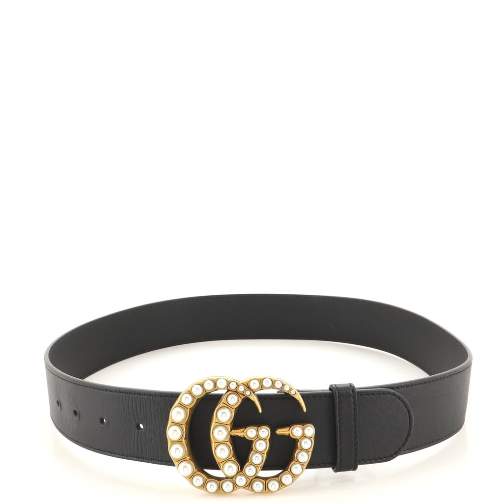 Pearly GG Marmont Belt Leather Wide 80
