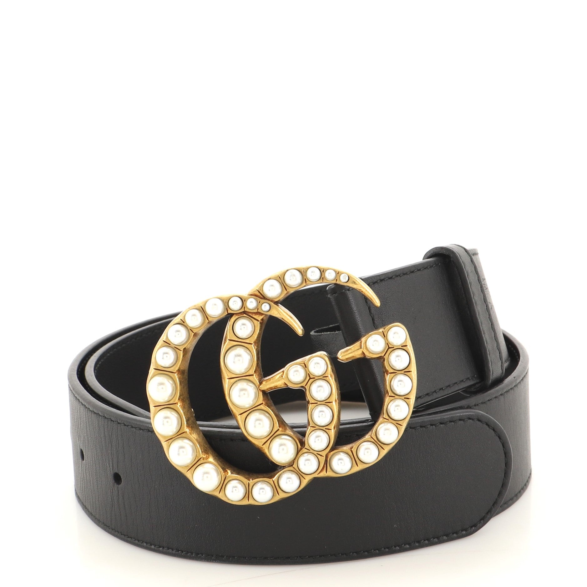 Pearly GG Marmont Belt Leather Wide 80