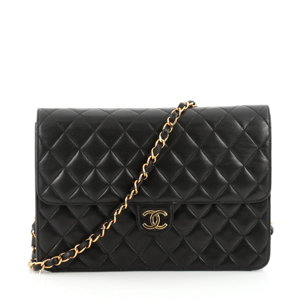 Vintage Clutch with Chain Quilted Leather Medium