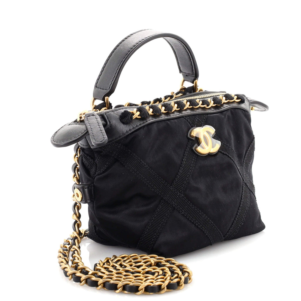 Top Handle Clutch with Chain Nylon with Grosgrain Mini