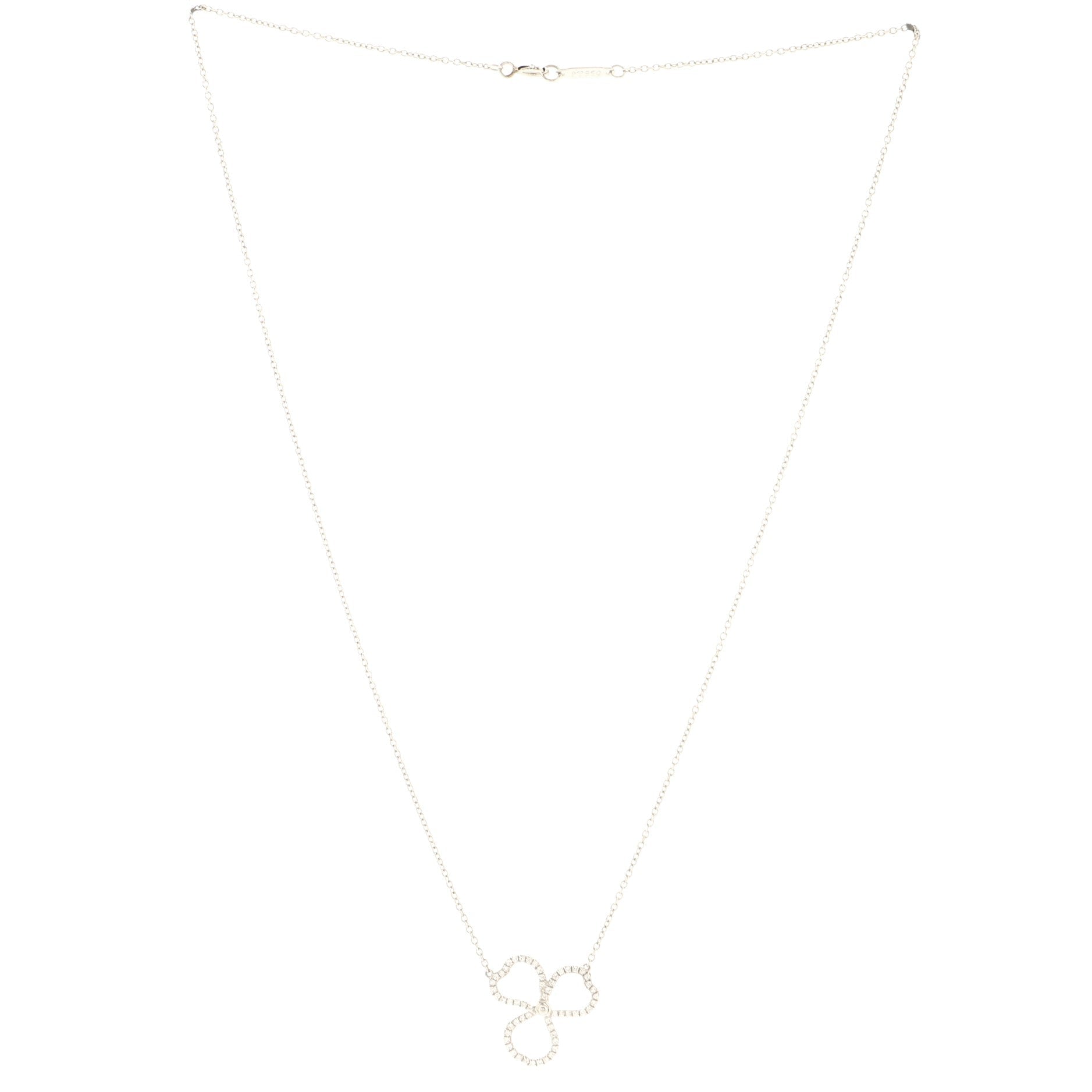 Open Paper Flower Pendant Necklace Platinum and Diamonds Small