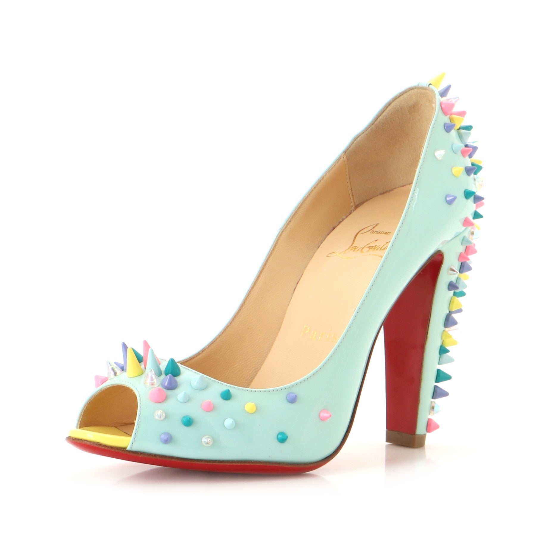 Women's Jurayoo Open-Toe Pumps Studded Patent