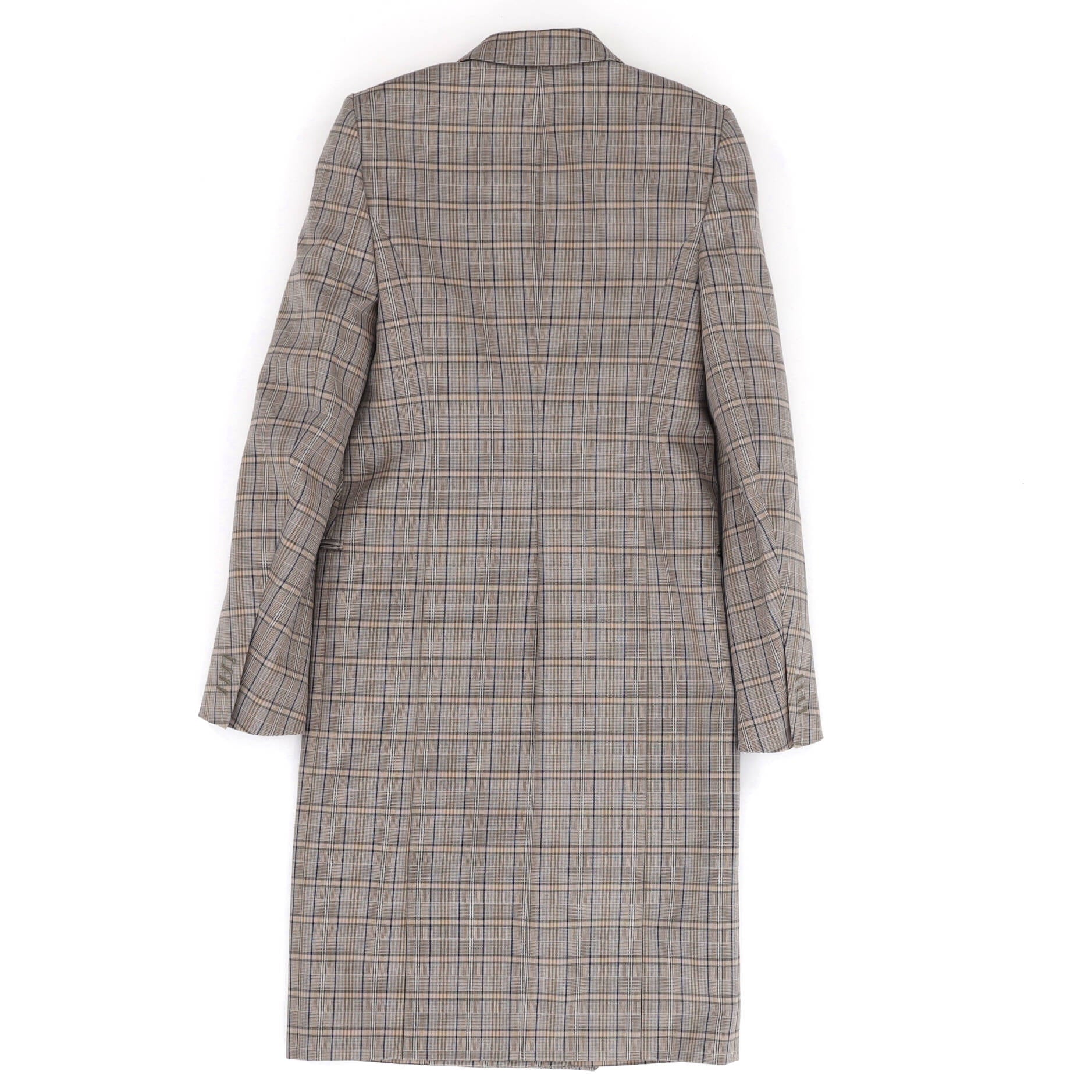 Men's Double Breasted Long Coat Plaid Cotton