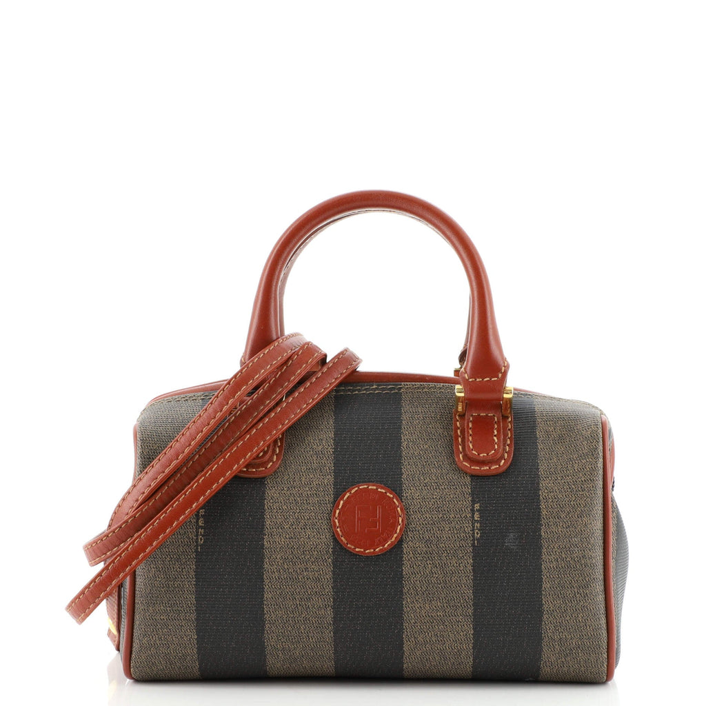 Vintage Pequin Convertible Boston Bag Coated Canvas Mini