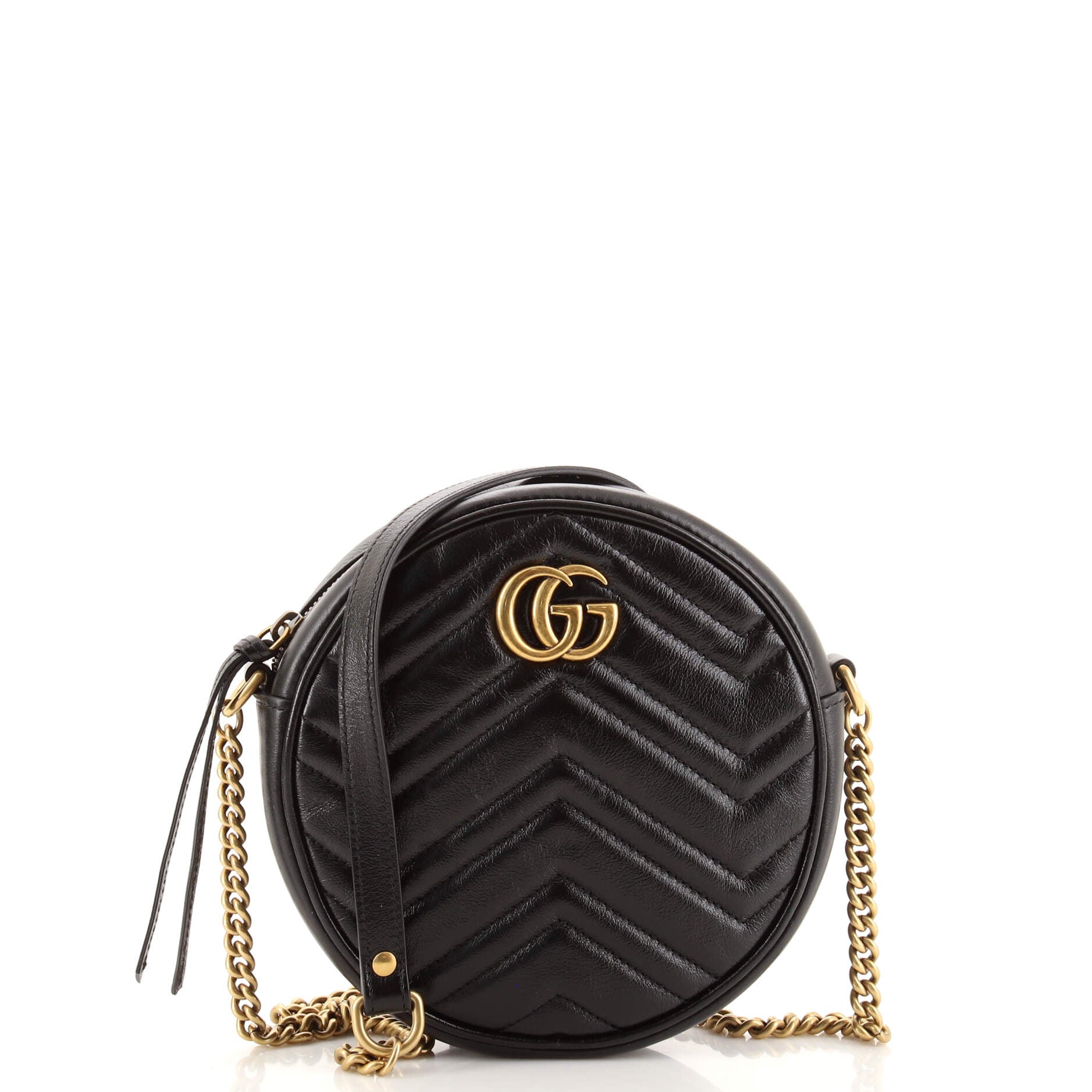 GG Marmont Round Shoulder Bag Matelasse Leather Mini