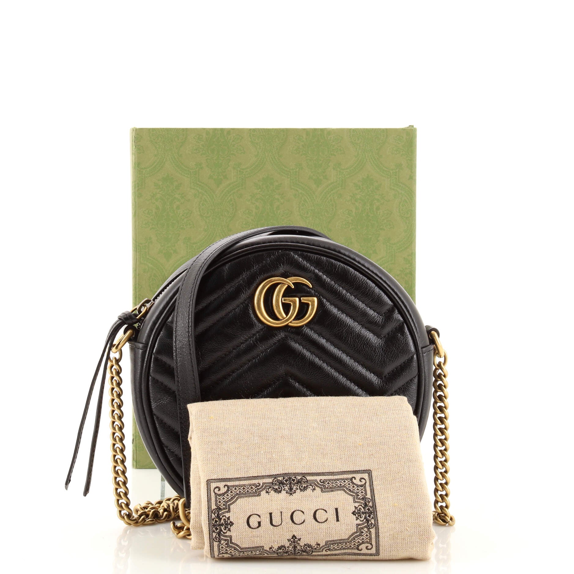 GG Marmont Round Shoulder Bag Matelasse Leather Mini