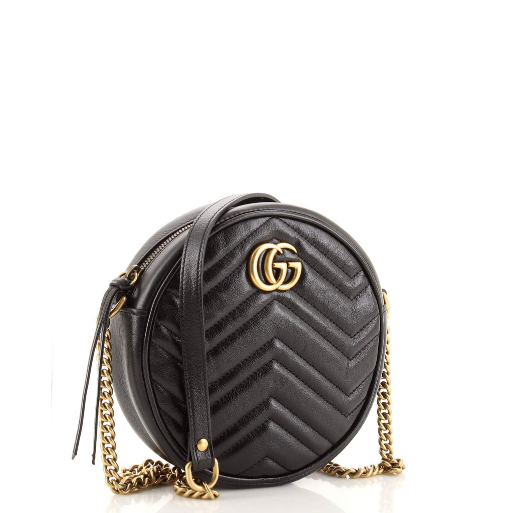 GG Marmont Round Shoulder Bag Matelasse Leather Mini