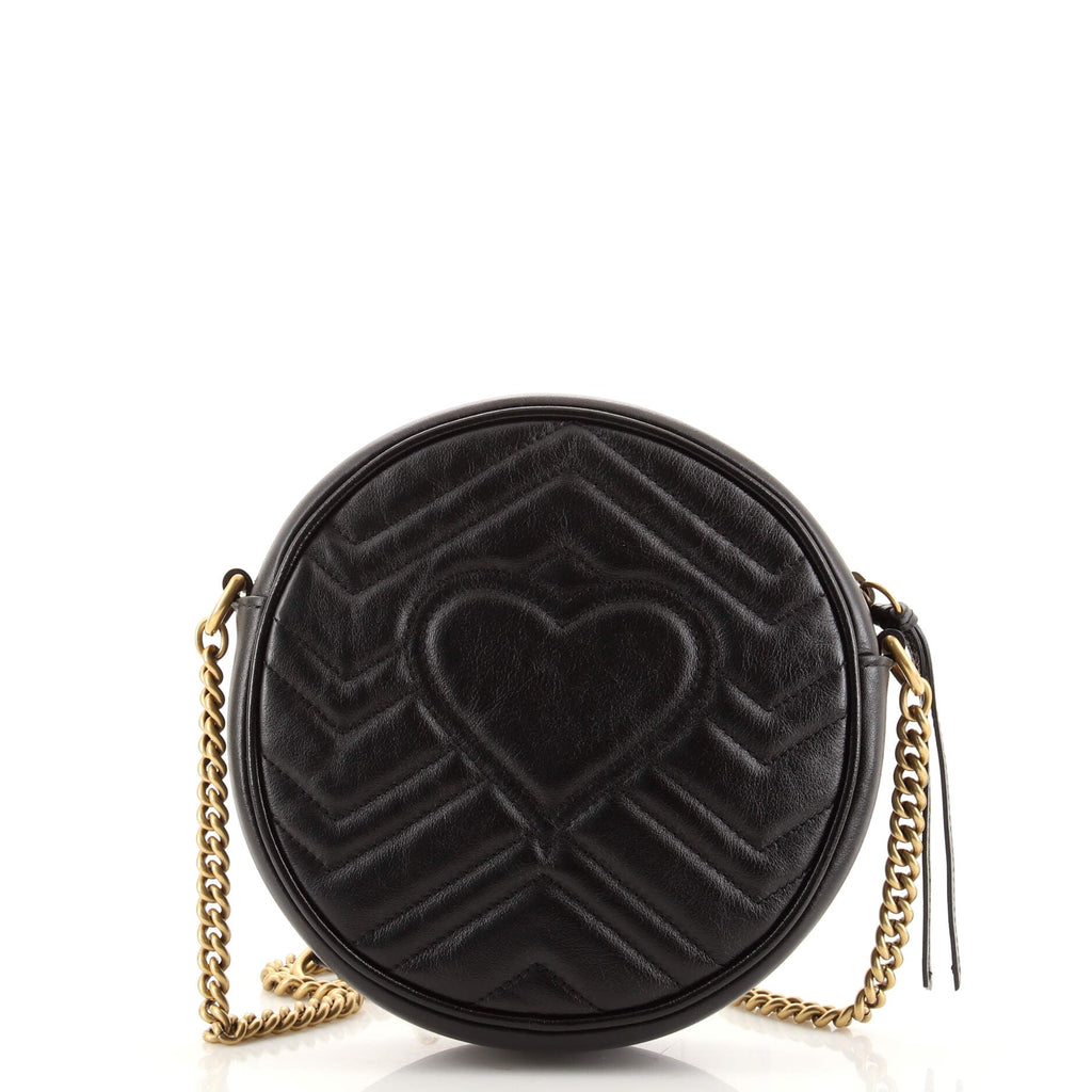 GG Marmont Round Shoulder Bag Matelasse Leather Mini