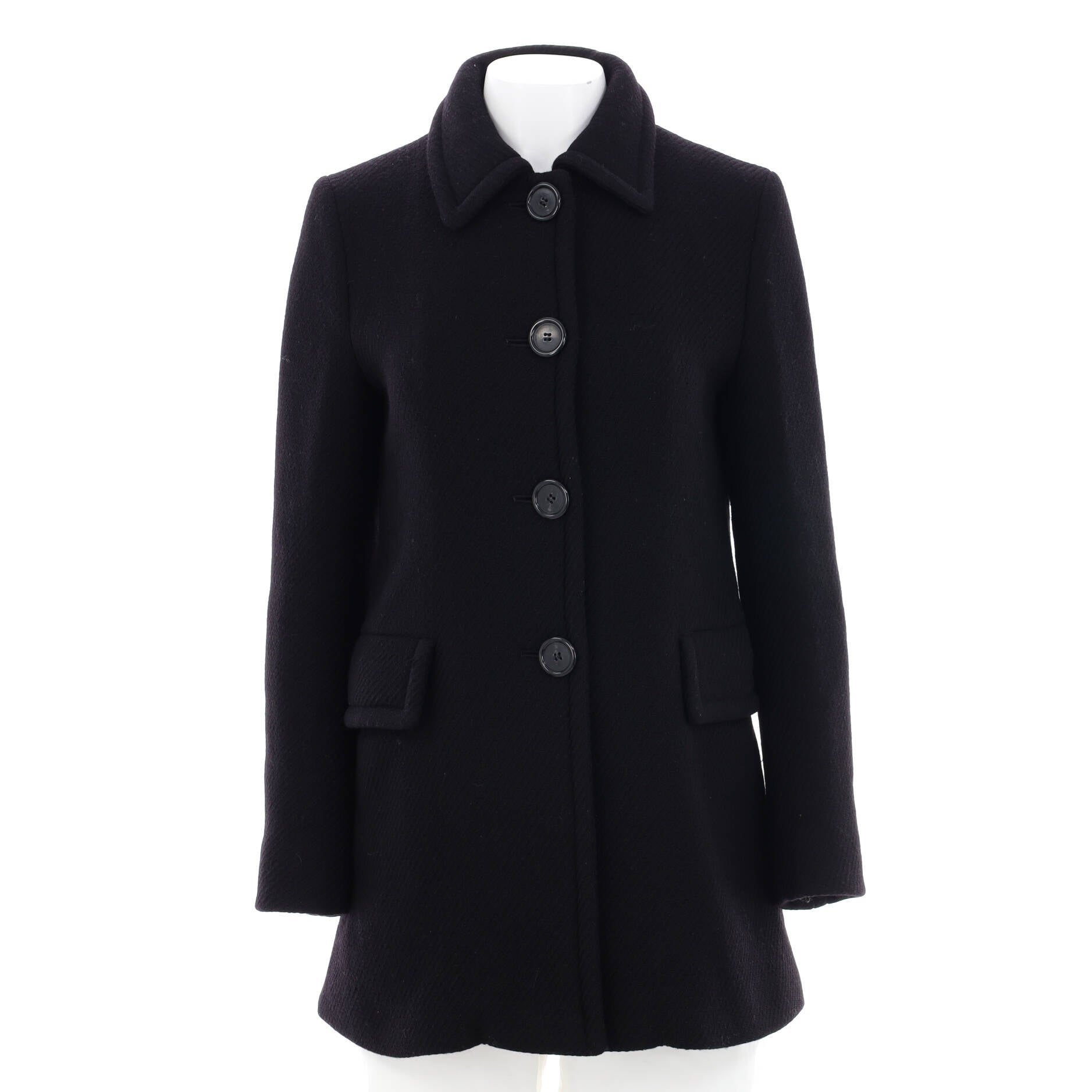 Women's Collar Buttoned Coat Wool Blend