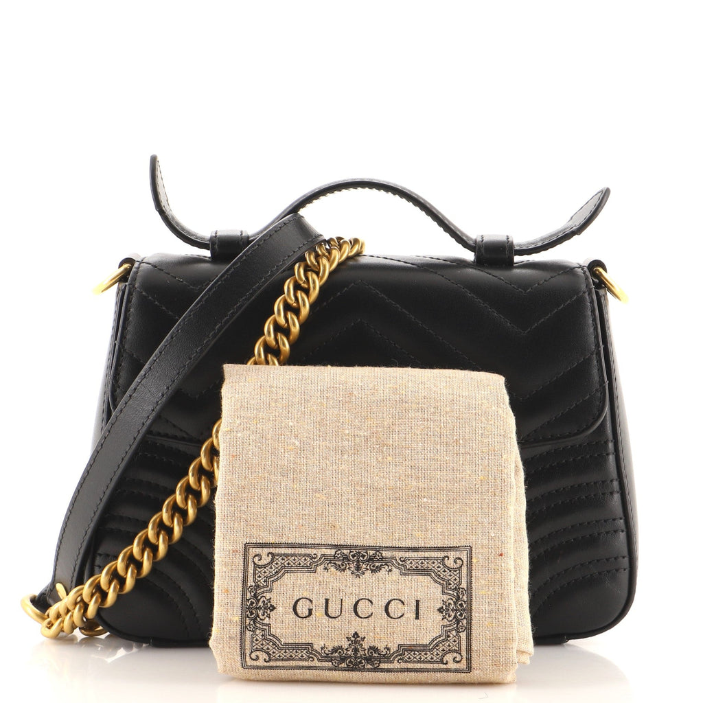 GG Marmont Top Handle Flap Bag Matelasse Leather Mini