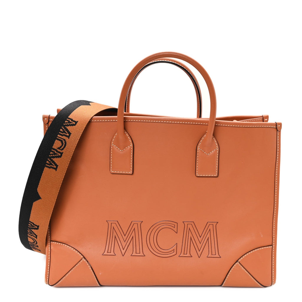 Calfskin Large Munchen Tote Cognac