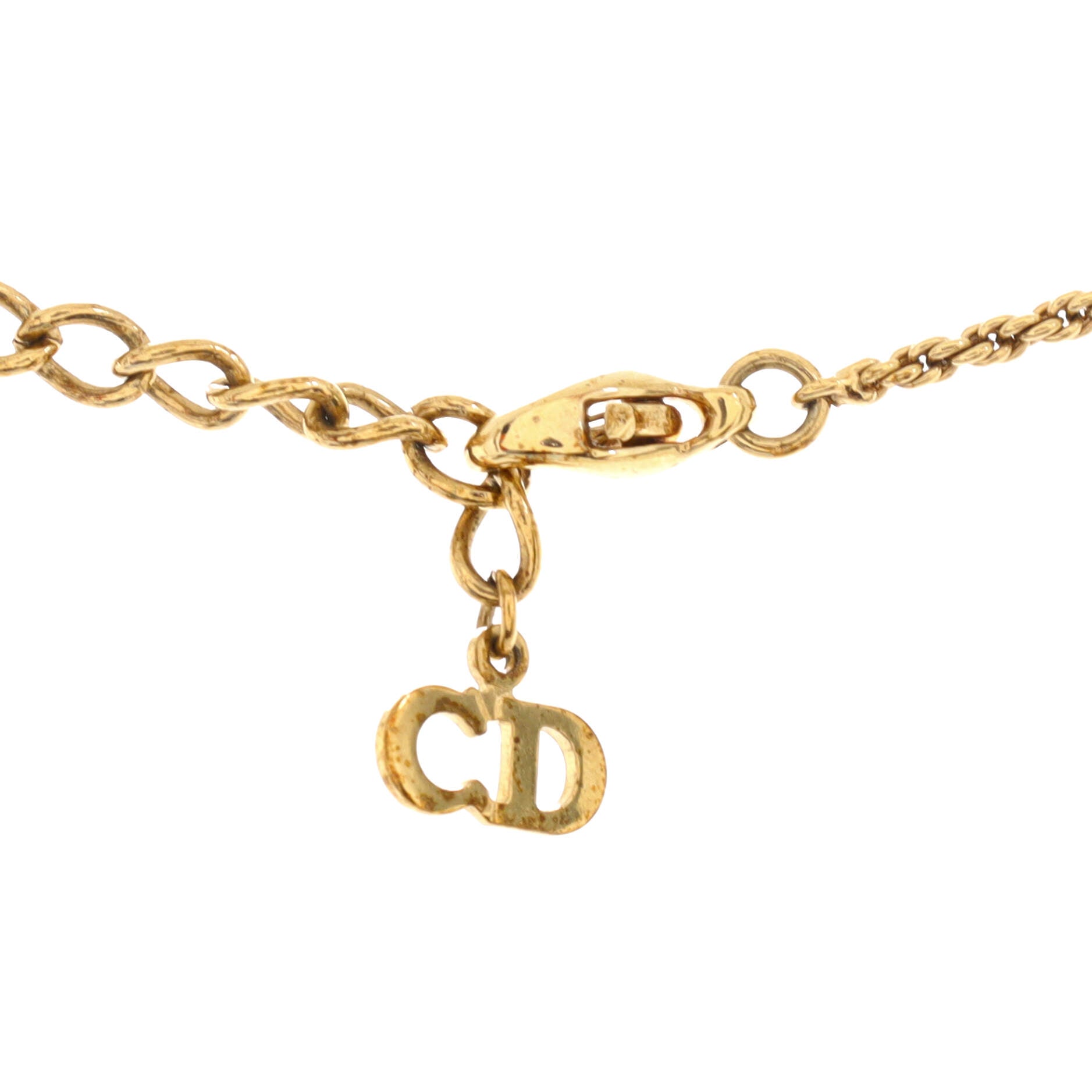 Vintage CD Heart Pendant Necklace Metal with Crystals