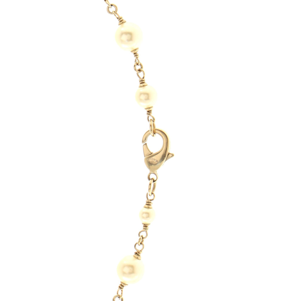 CC Long Necklace Faux Pearls and Metal