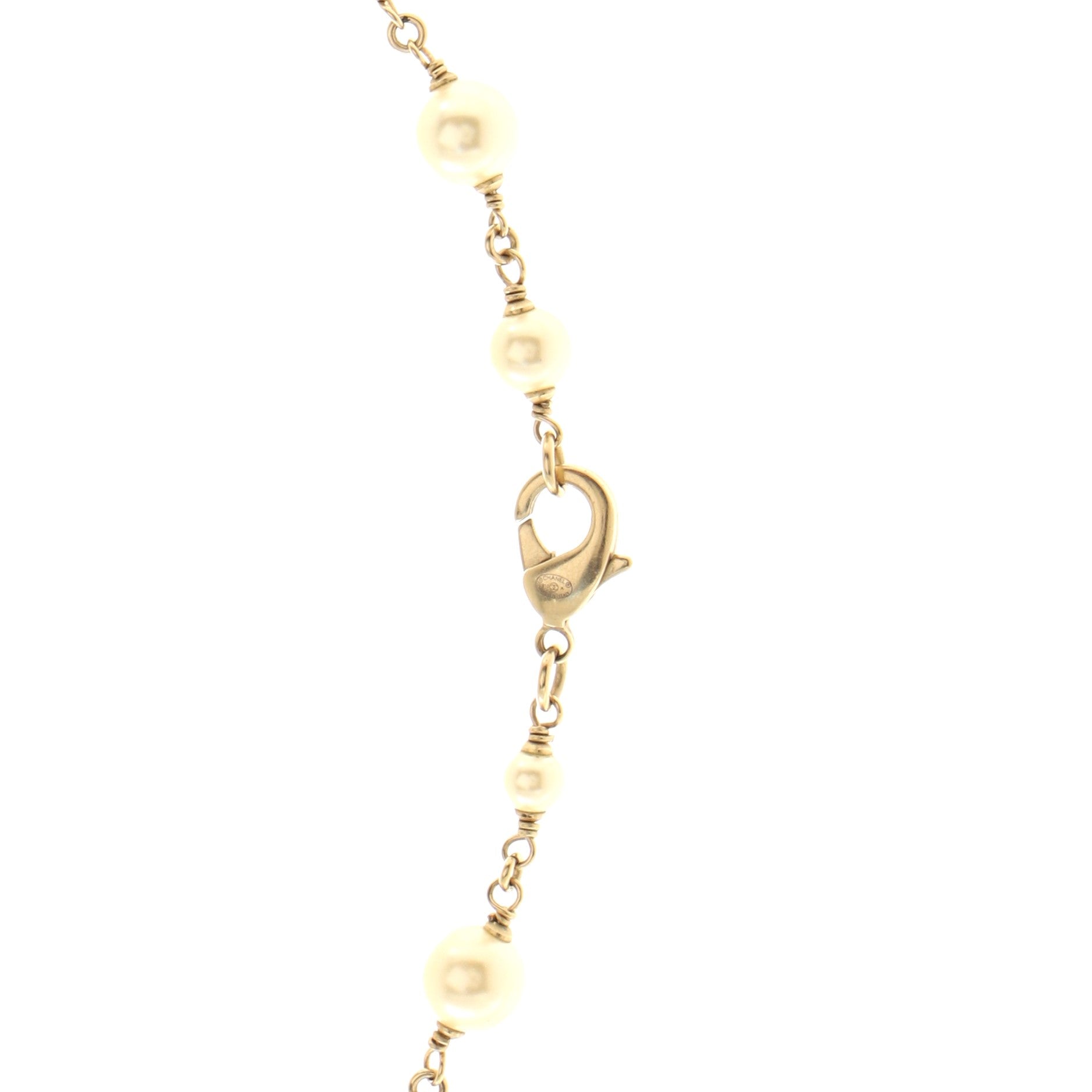 CC Long Necklace Faux Pearls and Metal