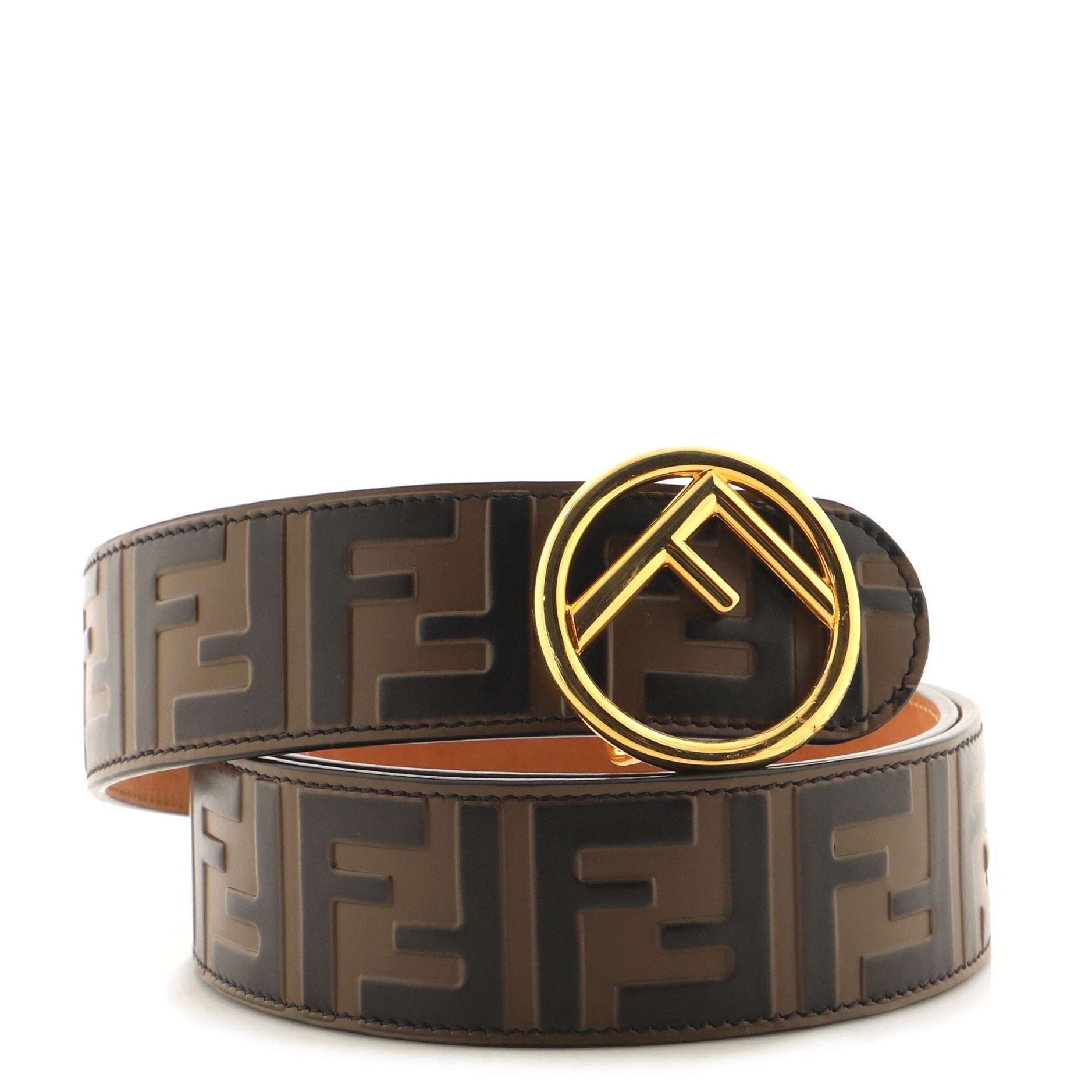 F is Fendi Belt Zucca Embossed Leather Medium 90