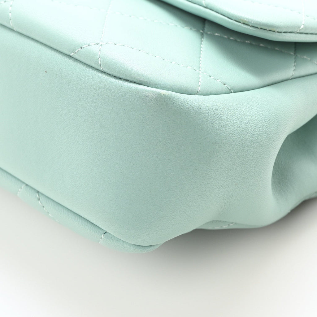Lambskin Quilted Medium In The Loop Handle Flap Bag Light Blue