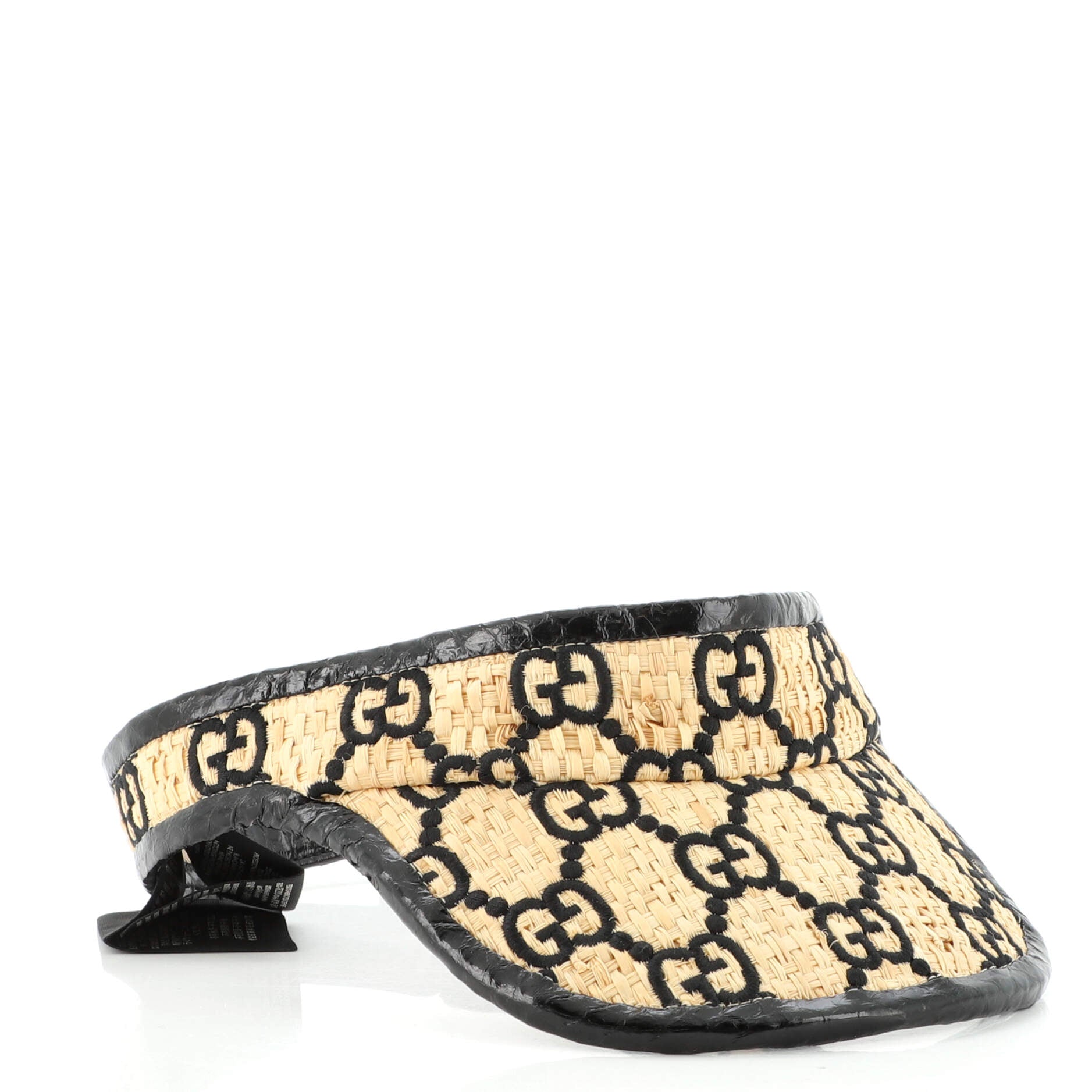 Visor GG Embroidered Raffia with Elaphe XXL