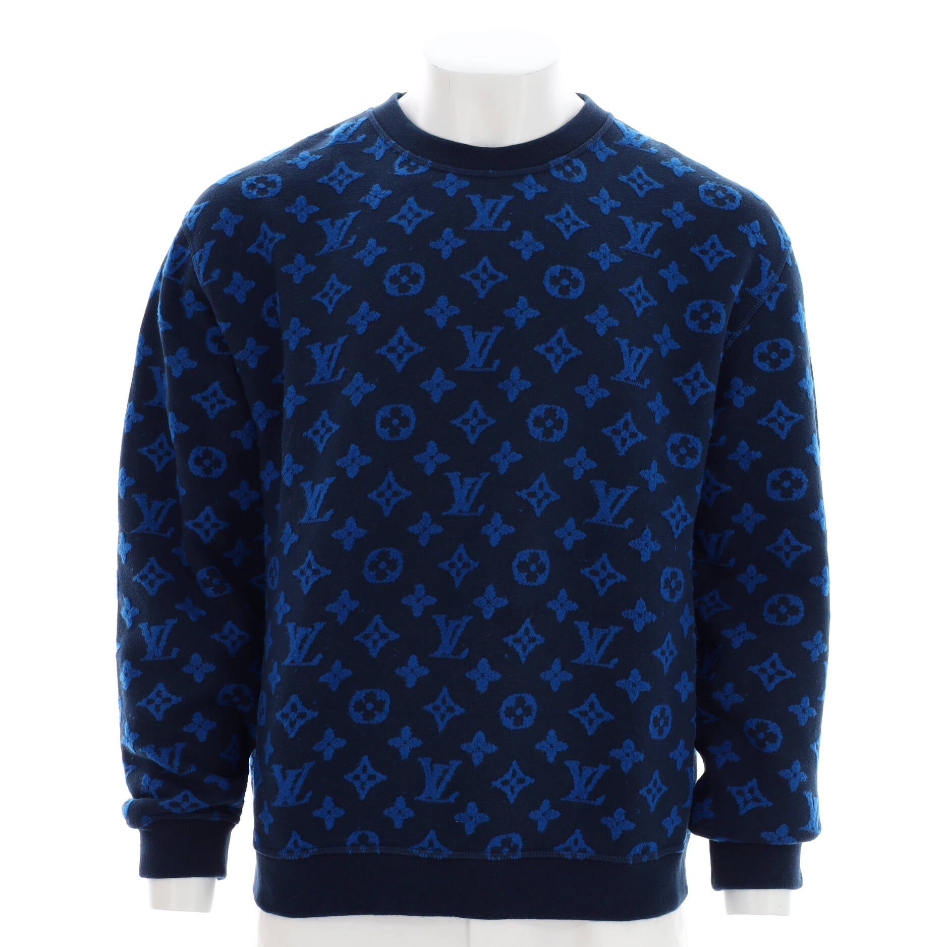 Men's Full Monogram Crew Neck Sweater Cotton and Acrylic Blend Jacquard