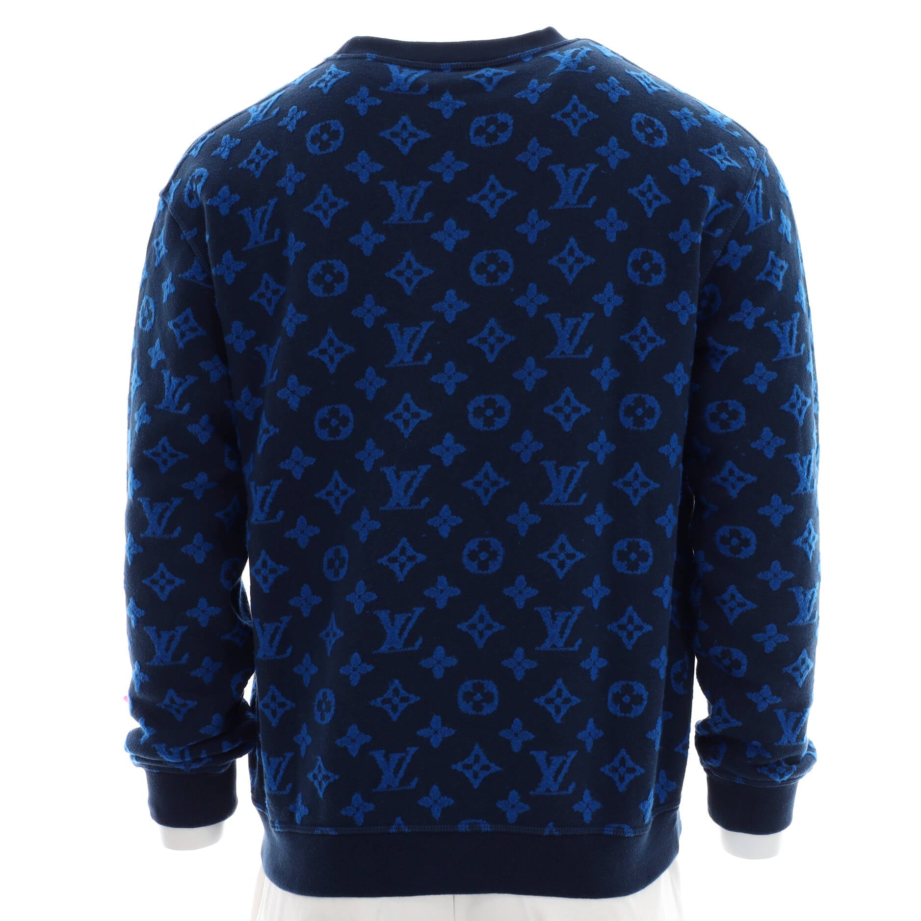 Men's Full Monogram Crew Neck Sweater Cotton and Acrylic Blend Jacquard