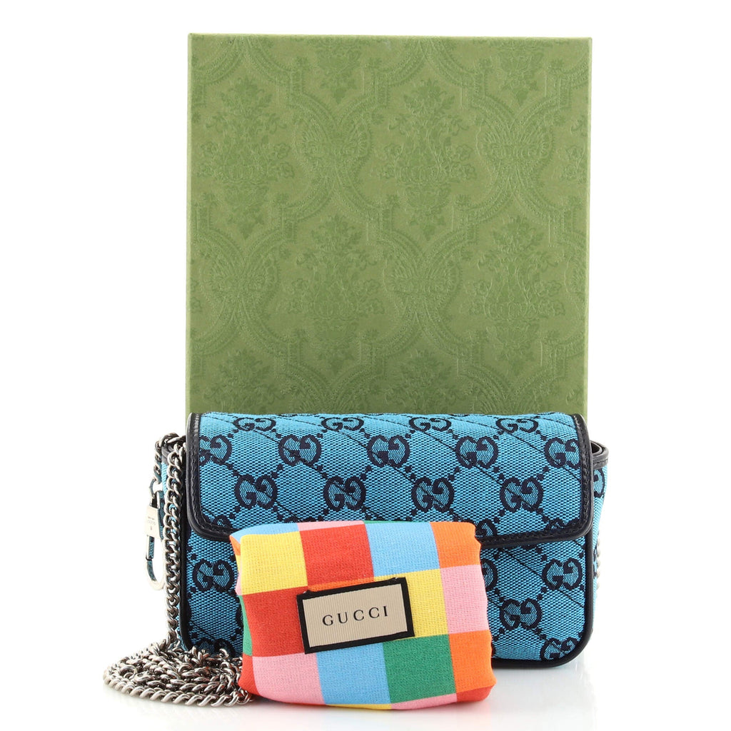 GG Marmont Flap Bag Diagonal Quilted GG Canvas Super Mini