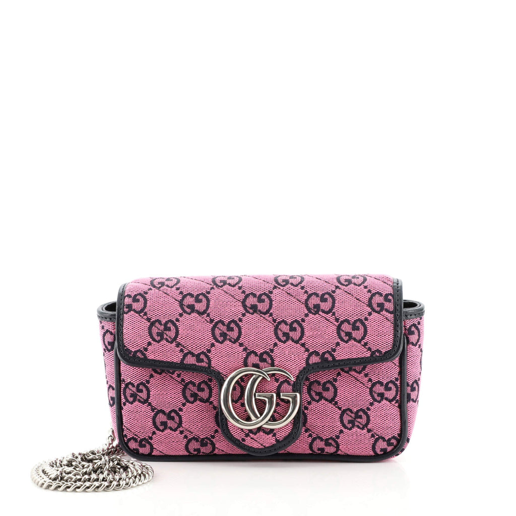 GG Marmont Flap Bag Diagonal Quilted GG Canvas Super Mini