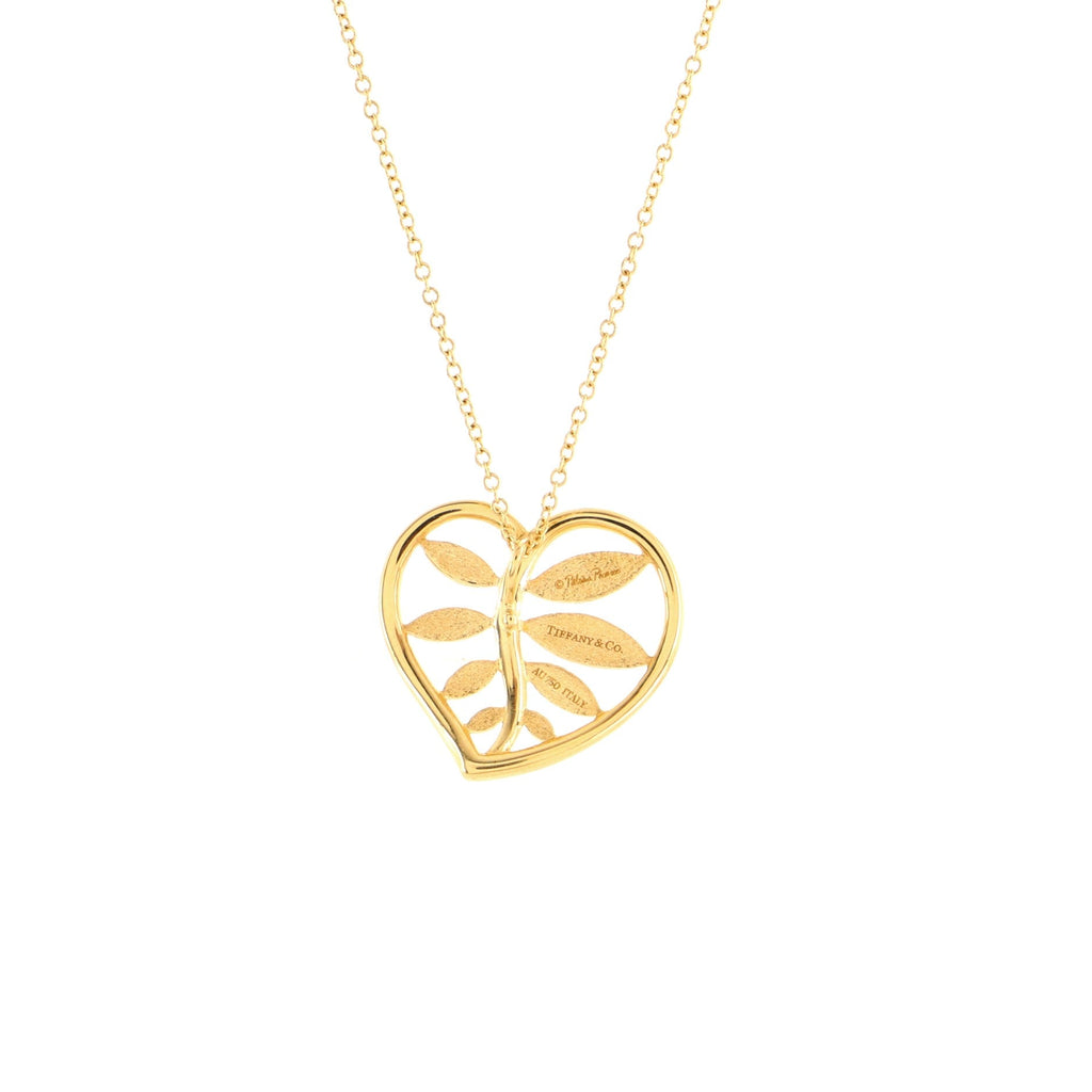 Paloma Picasso Olive Leaf Heart Pendant Necklace 18K Yellow Gold