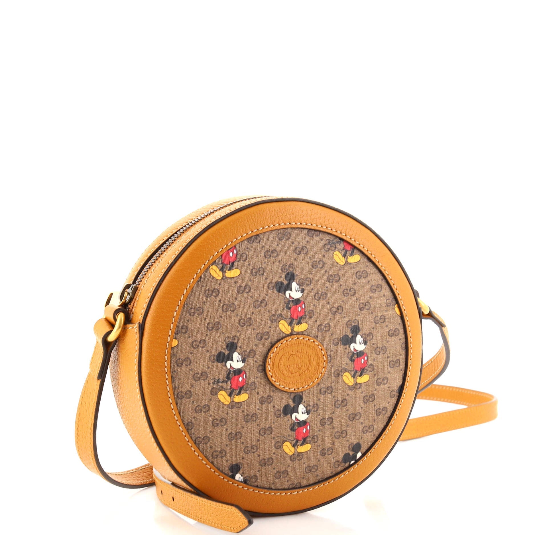 Disney Mickey Mouse Round Shoulder Bag Printed Mini GG Coated Canvas