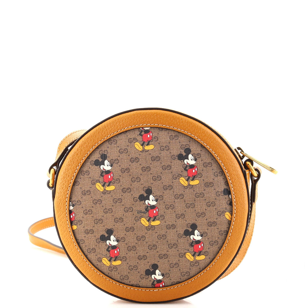 Disney Mickey Mouse Round Shoulder Bag Printed Mini GG Coated Canvas