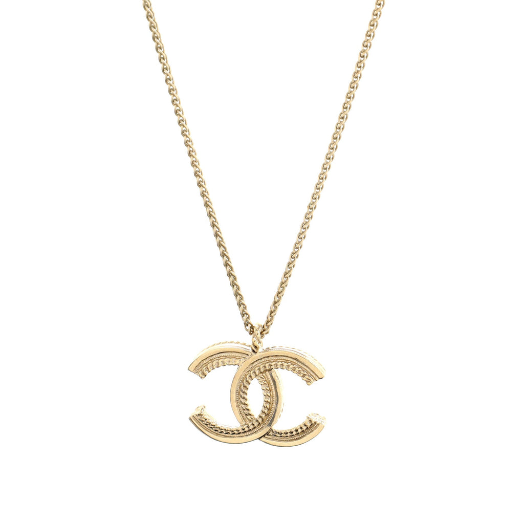 CC Pendant Necklace Metal with Faux Pearls