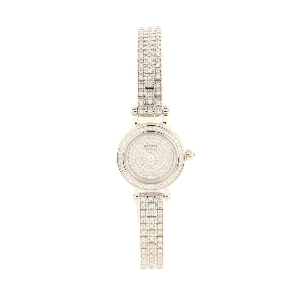 Faubourg Quartz Watch White Gold with Pave Diamond Bezel, Face and Band 16