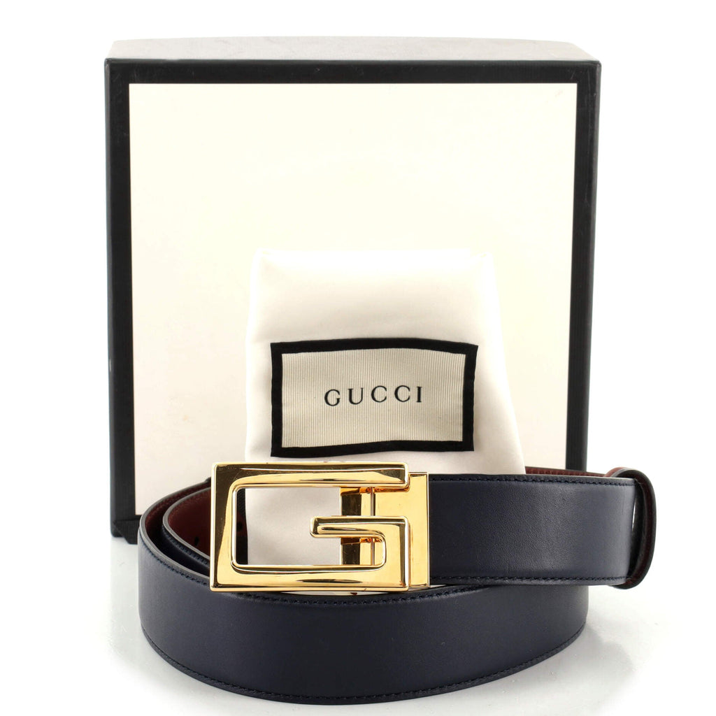 Square G Buckle Reversible Belt Leather Medium 85