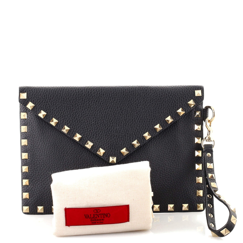 Rockstud Envelope Clutch Leather Small