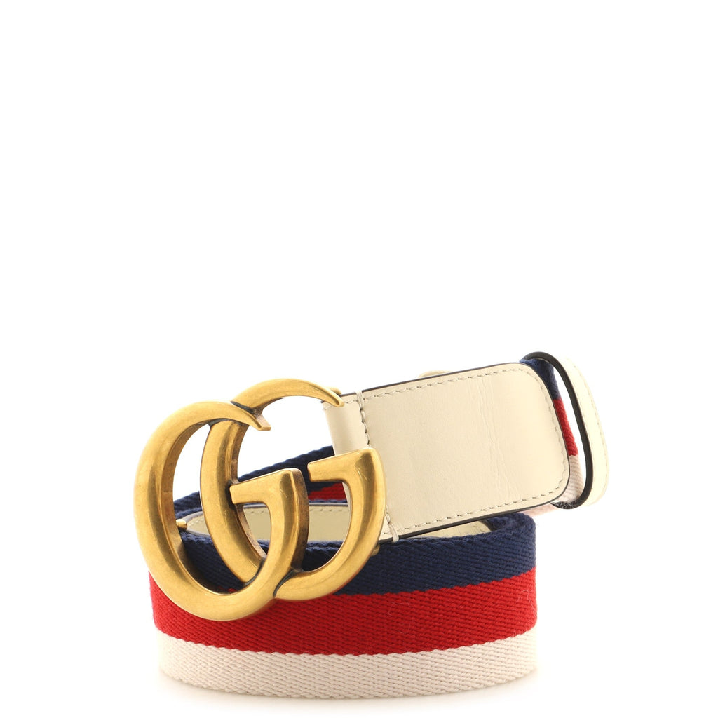 GG Marmont Web Belt Canvas and Leather Wide 80