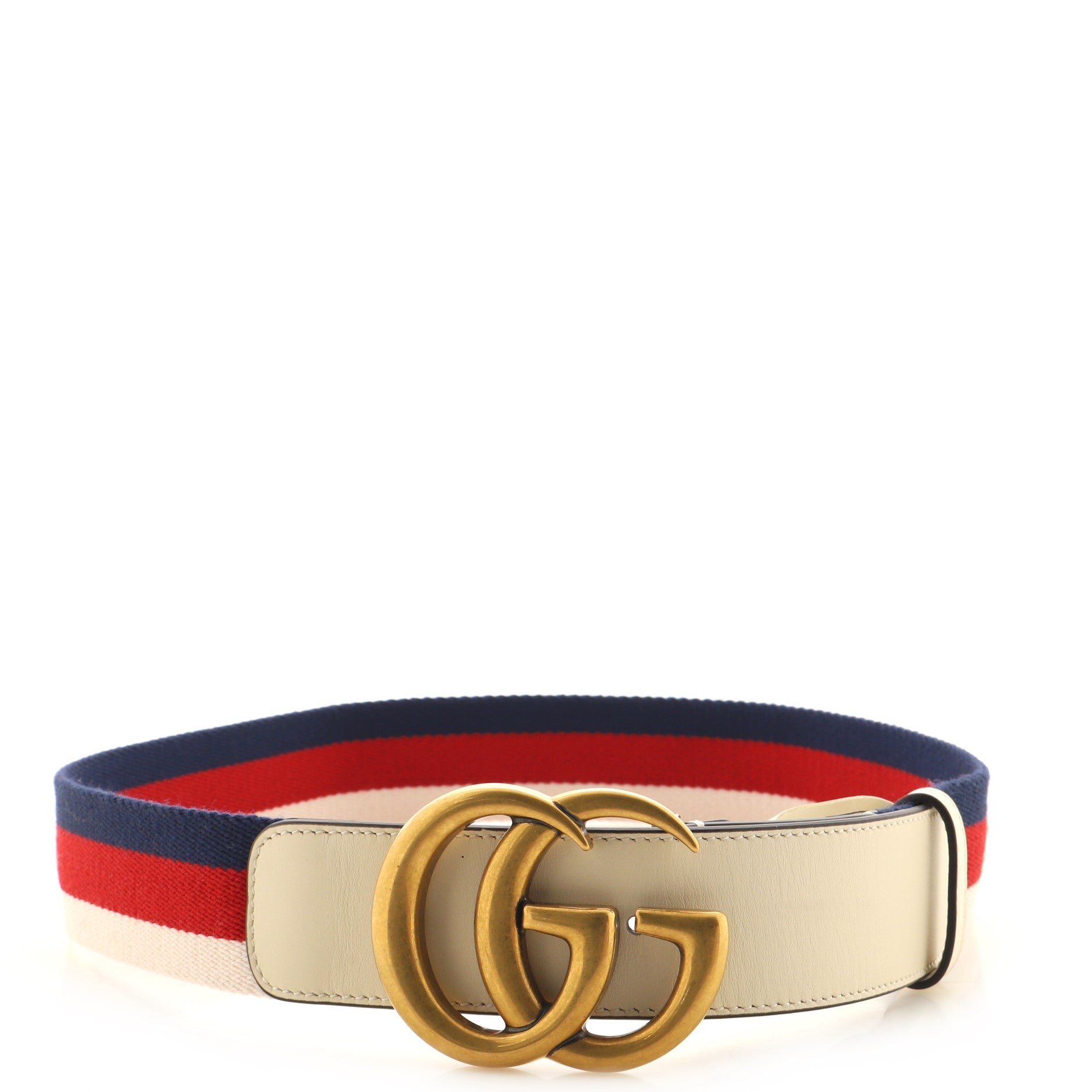 GG Marmont Web Belt Canvas and Leather Wide 80